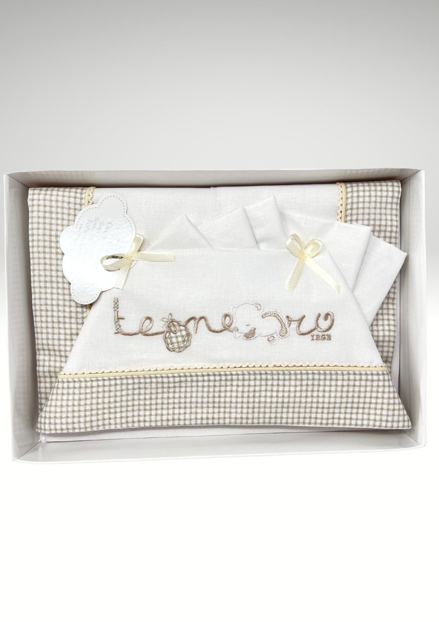 Irge Completo Lenzuolini Per Lettino Grande In Puro Cotone Ricamato 120x180 Art. Bicl02