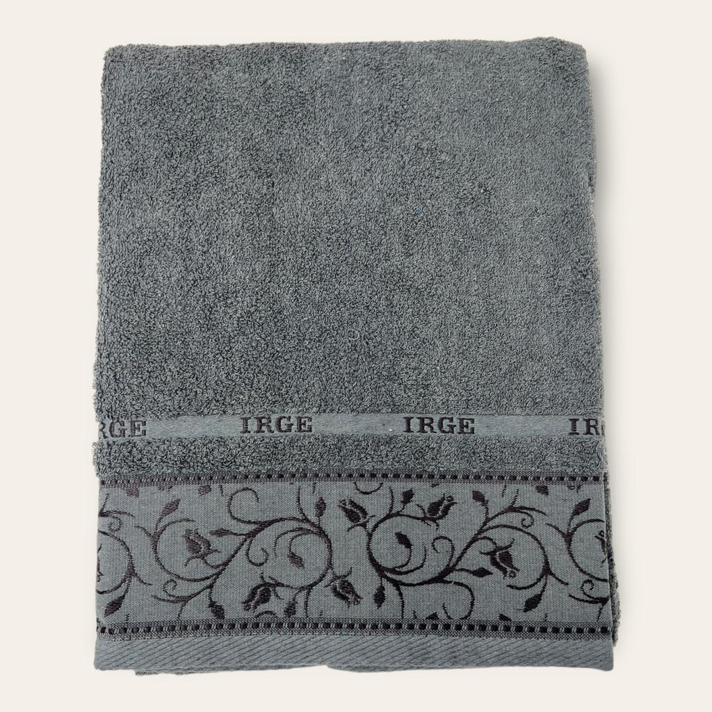 Irge Telo Bagno Spugna 100% Cotone Mis.100x150 Con Balza In Tinta Ricamata Art. Eleonora