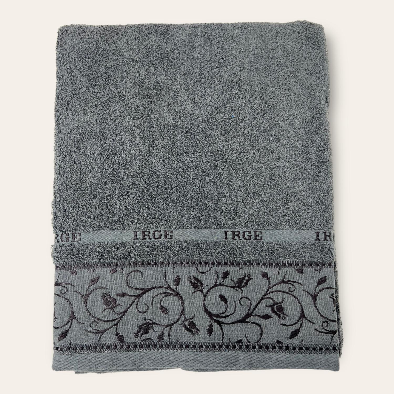 Irge Telo Bagno Spugna 100% Cotone Mis.100x150 Con Balza In Tinta Ricamata Art. Eleonora
