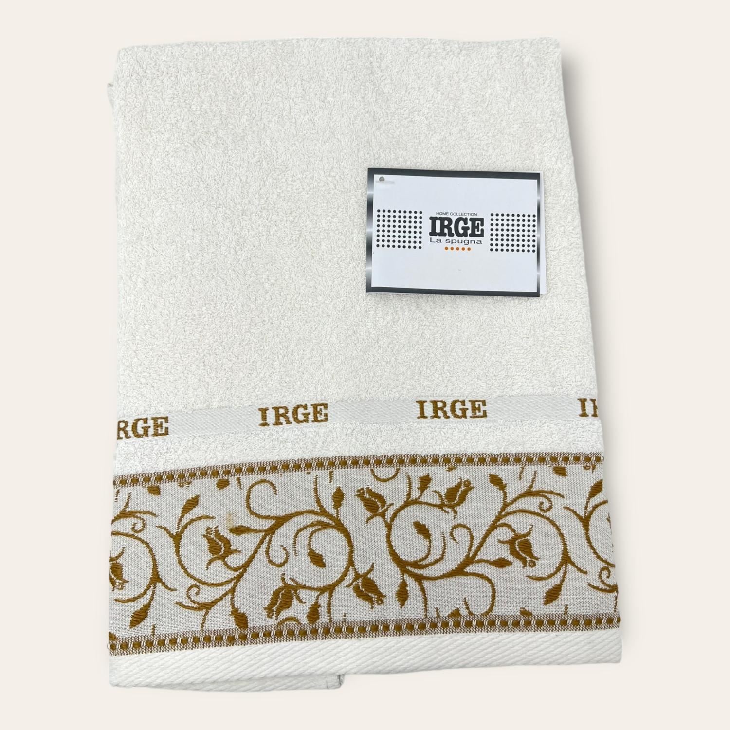 Irge Telo Bagno Spugna 100% Cotone Mis.100x150 Con Balza In Tinta Ricamata Art. Eleonora
