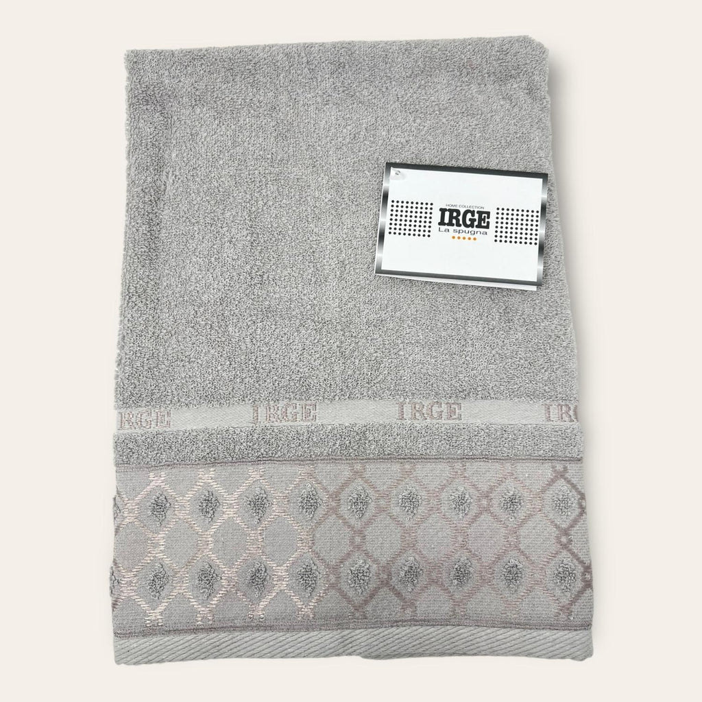 Irge Telo Bagno Spugna 100% Cotone Mis.100x150 Con Balza In Tinta Ricamata Art. Stefania