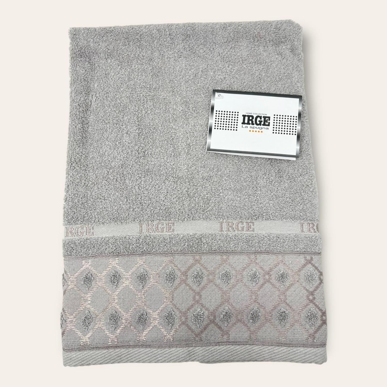 Irge Telo Bagno Spugna 100% Cotone Mis.100x150 Con Balza In Tinta Ricamata Art. Stefania