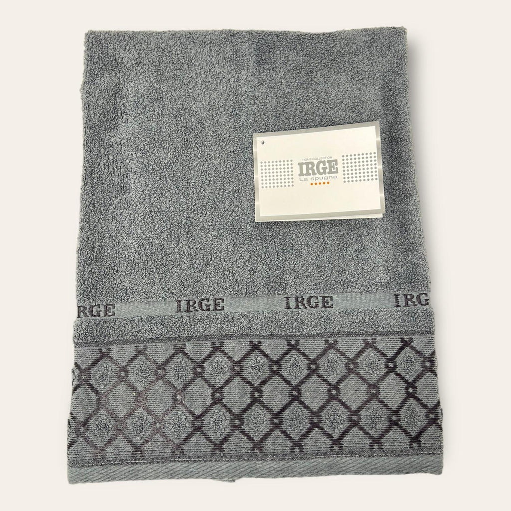 Irge Telo Bagno Spugna 100% Cotone Mis.100x150 Con Balza In Tinta Ricamata Art. Stefania