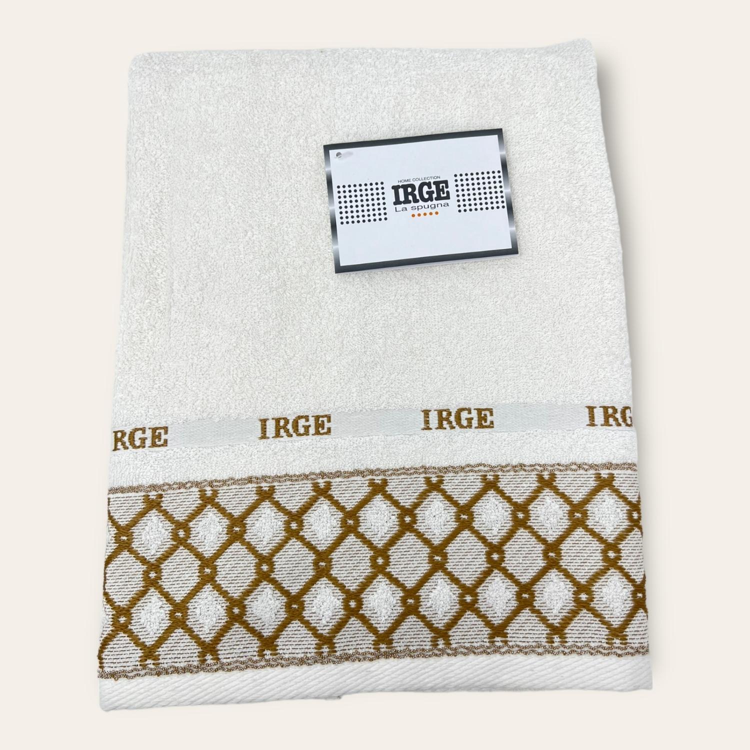 Irge Telo Bagno Spugna 100% Cotone Mis.100x150 Con Balza In Tinta Ricamata Art. Stefania