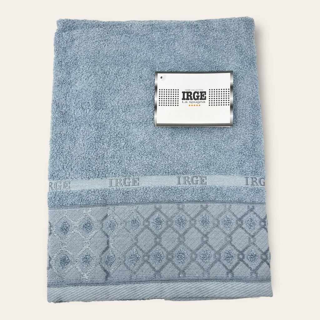 Irge Telo Bagno Spugna 100% Cotone Mis.100x150 Con Balza In Tinta Ricamata Art. Stefania
