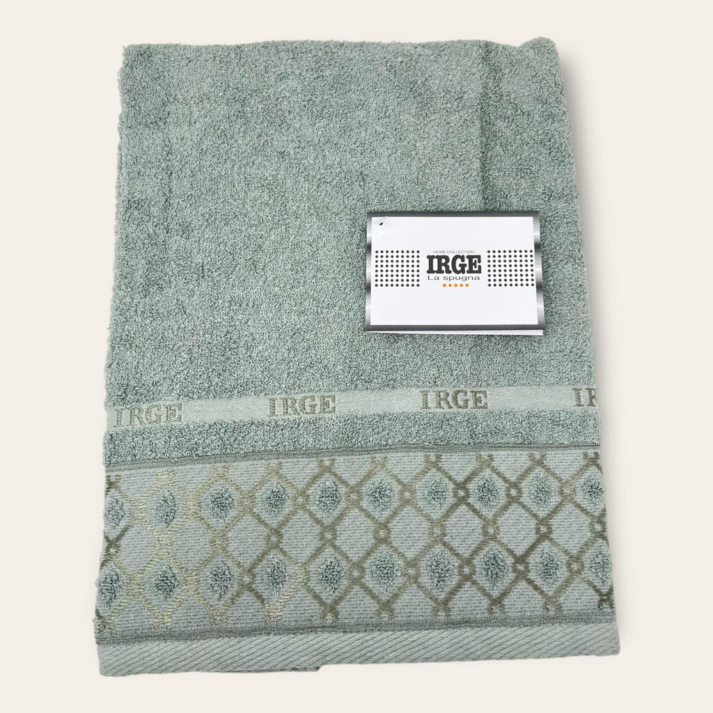 Irge Telo Bagno Spugna 100% Cotone Mis.100x150 Con Balza In Tinta Ricamata Art. Stefania