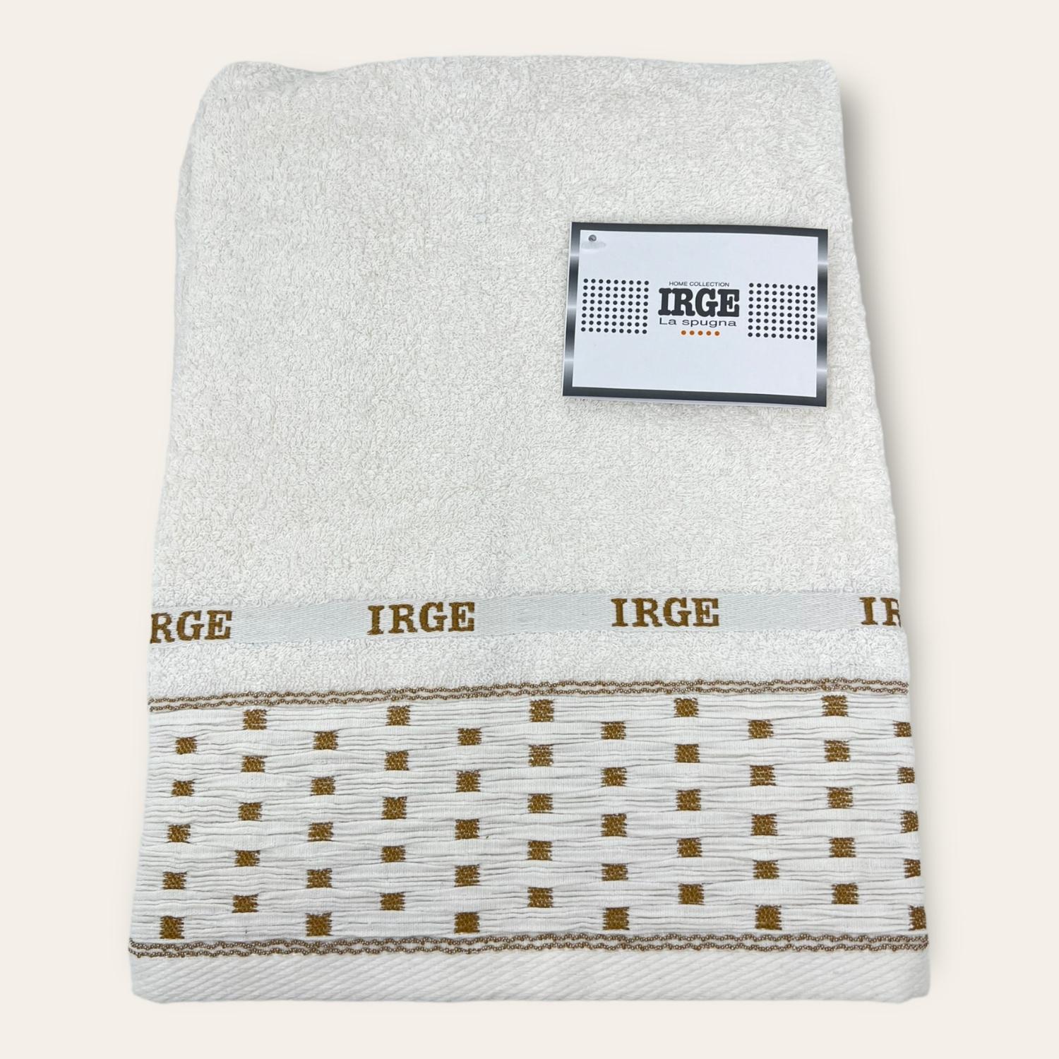 Irge Telo Bagno Spugna 100% Cotone Mis.100x150 Con Balza In Tinta Ricamata Art. Giulia