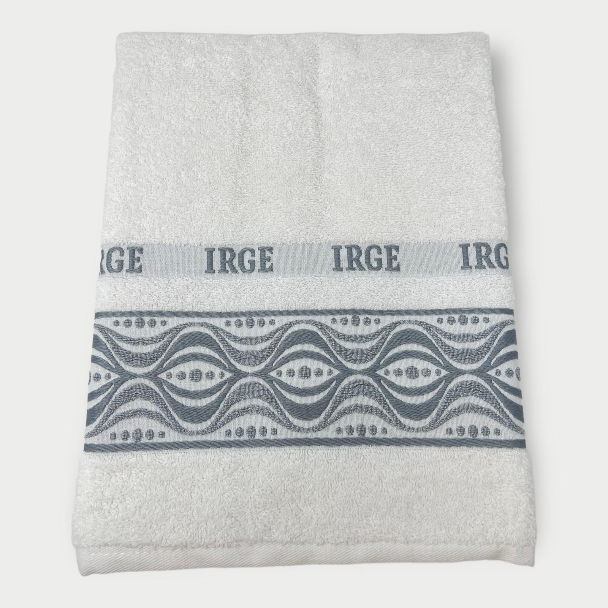 Irge Telo Bagno Spugna 100% Cotone Mis.100x150 Con Balza In Tinta Ricamata Art. Adele