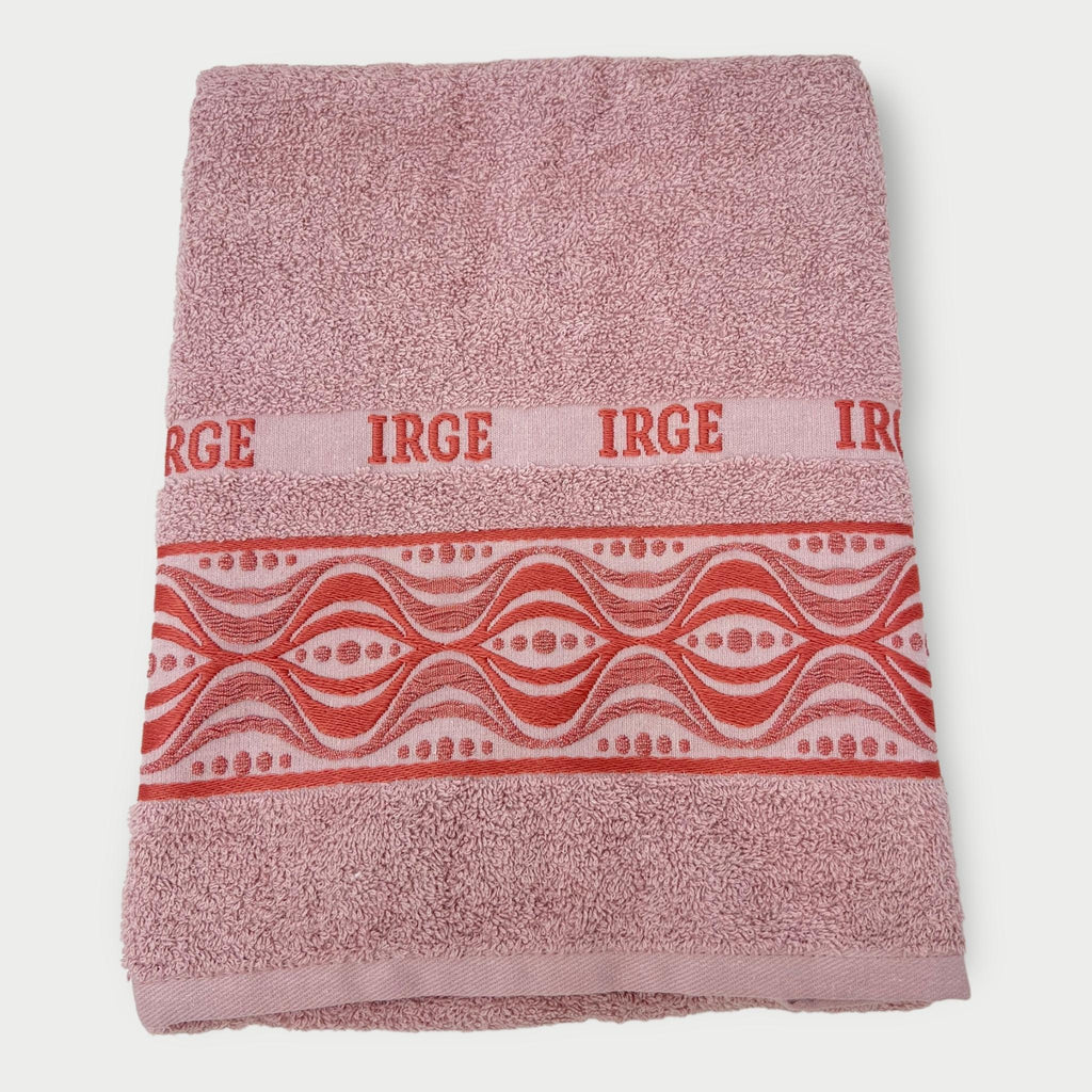 Irge Telo Bagno Spugna 100% Cotone Mis.100x150 Con Balza In Tinta Ricamata Art. Adele