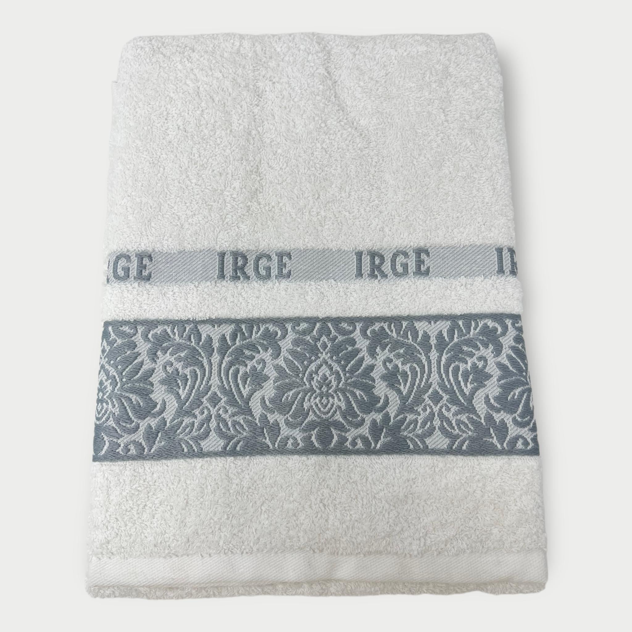 Irge Telo Bagno Spugna 100% Cotone Mis.100x150 Con Balza In Tinta Ricamata Art. Iole
