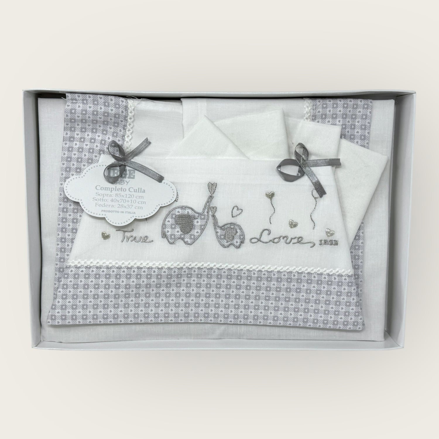 Irge Baby Completo Culla 3 Pezzi -sotto+sopra+federa Ricamato In Puro Cotone Misura 90x120  Art. Bicc05