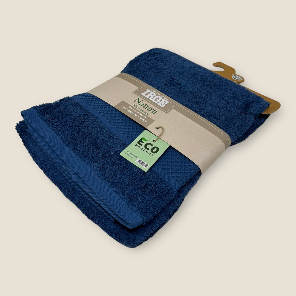 Irge Natura Set Spugna 1 Ospite + 1 Asciugamano In Spugna 100% Cotone Con Balza In Tinta  Art Natura Eco