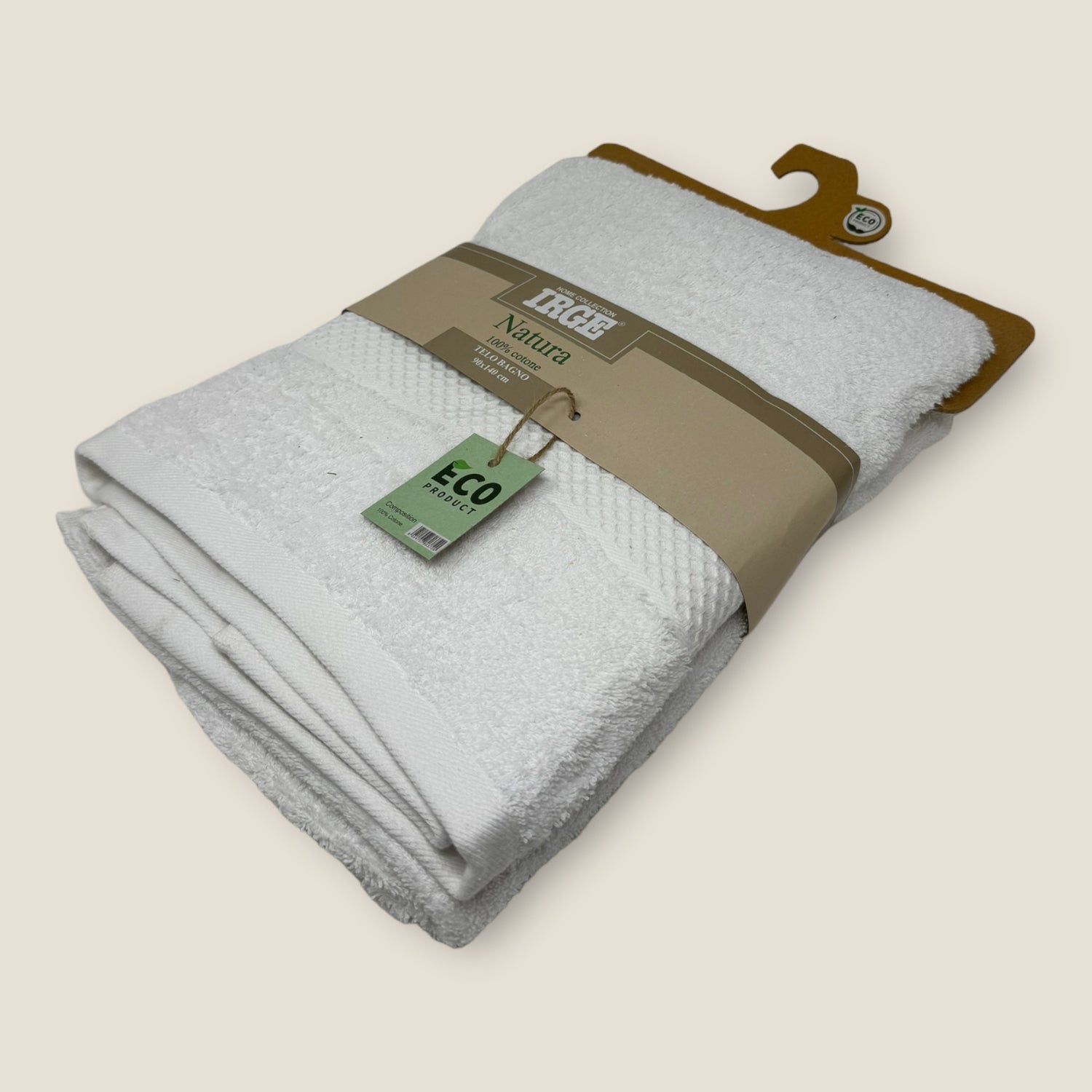 Irge Natura Telo Bagno 90x140 In Spugna 100% Cotone Con Balza In Tinta  Telo Natura Eco