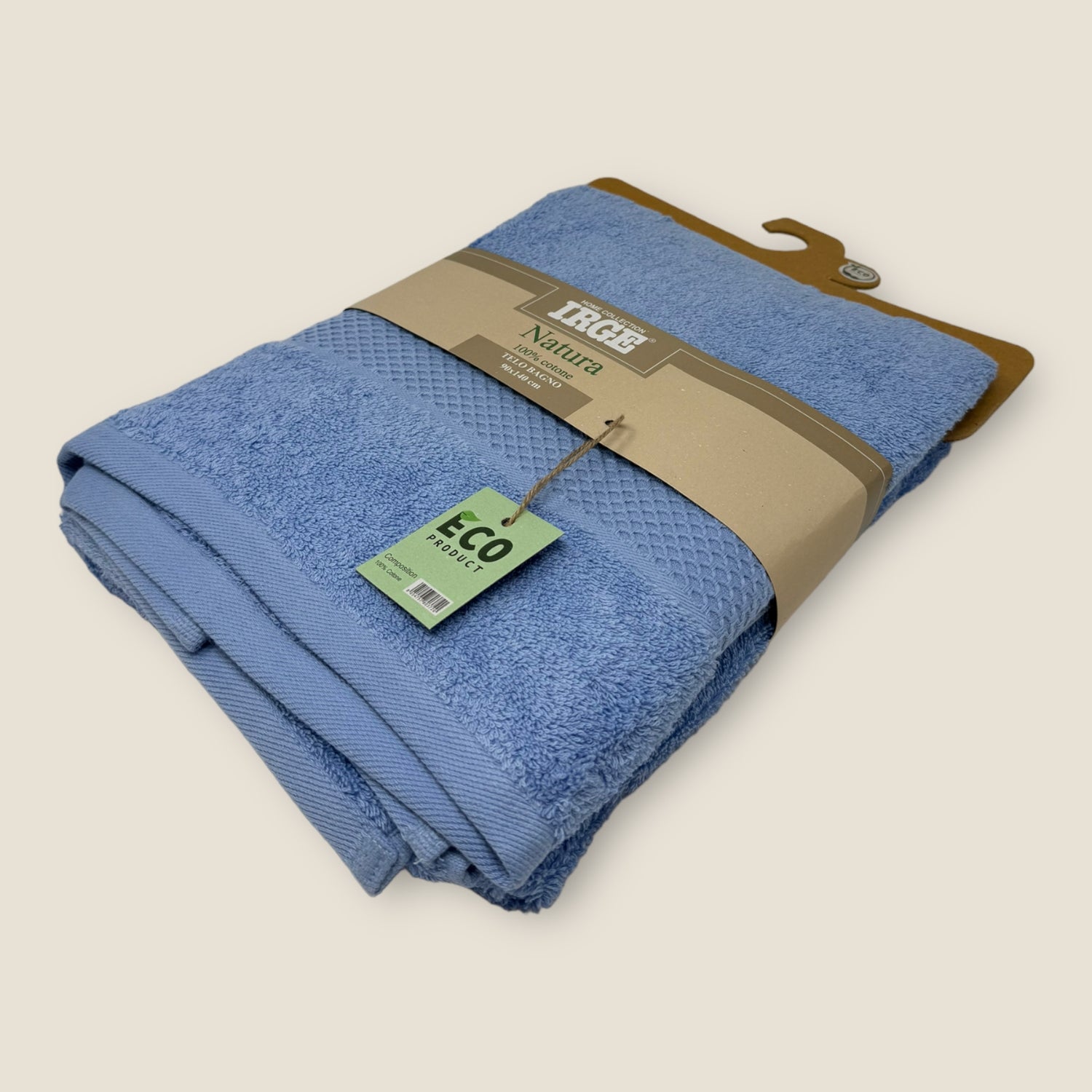 Irge Natura Telo Bagno 90x140 In Spugna 100% Cotone Con Balza In Tinta  Telo Natura Eco