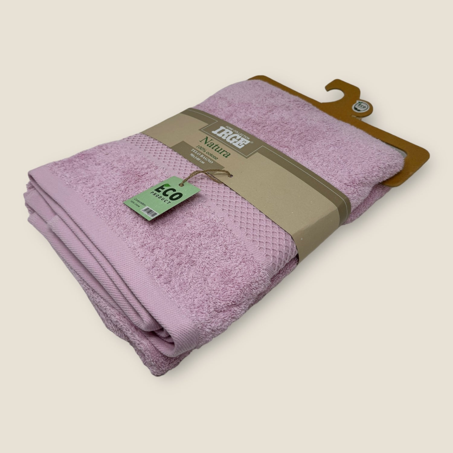 Irge Natura Telo Bagno 90x140 In Spugna 100% Cotone Con Balza In Tinta  Telo Natura Eco