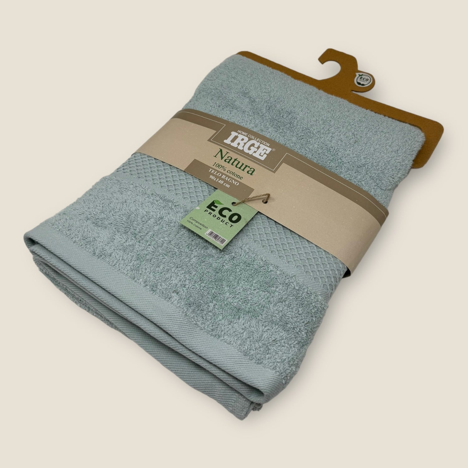 Irge Natura Telo Bagno 90x140 In Spugna 100% Cotone Con Balza In Tinta  Telo Natura Eco