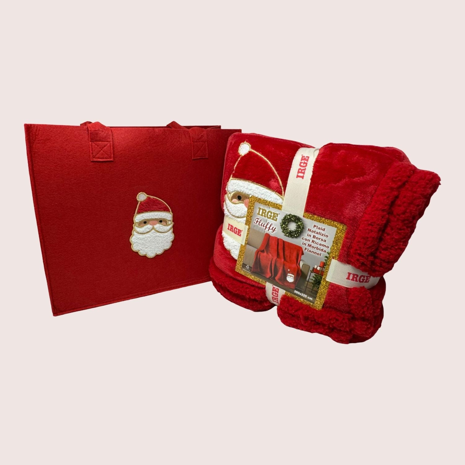 Irge Natale -plaid 2 Posti In Soffice Flannel + Borsa -idea Regalo Natalizio Mis. 200x225  Art. Fluffy