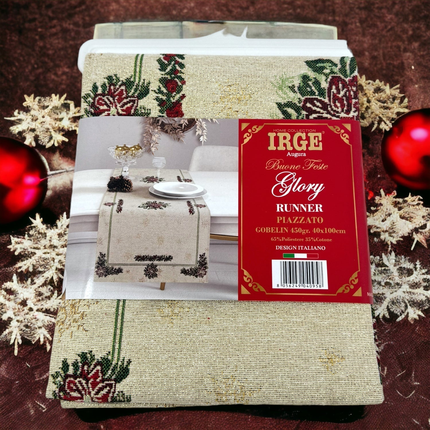 Irge Natale  -runner 40x100 Disegmo Piazzato In Gobelin Di Cotone 4 Fantasie  Art. Irn43