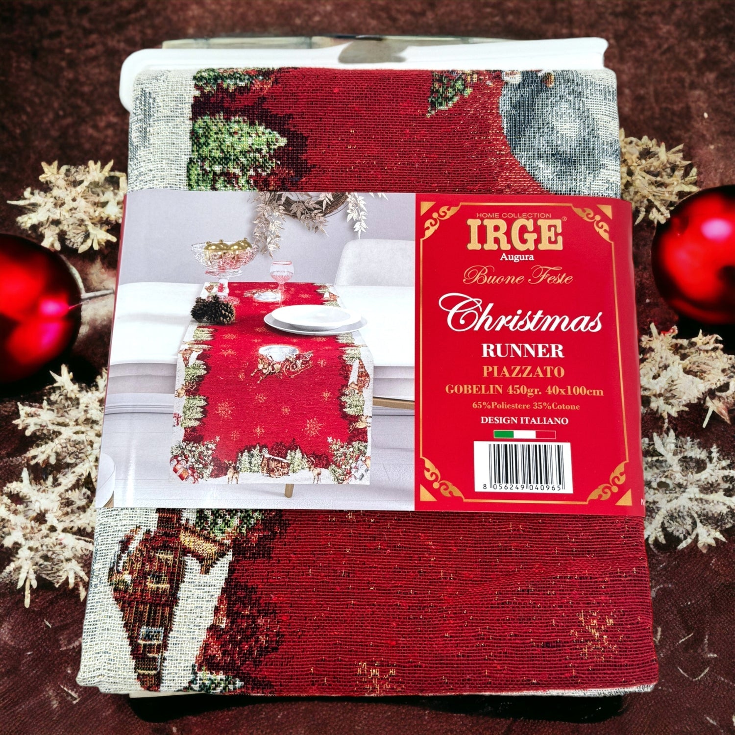 Irge Natale  -runner 40x100 Disegmo Piazzato In Gobelin Di Cotone 4 Fantasie  Art. Irn43