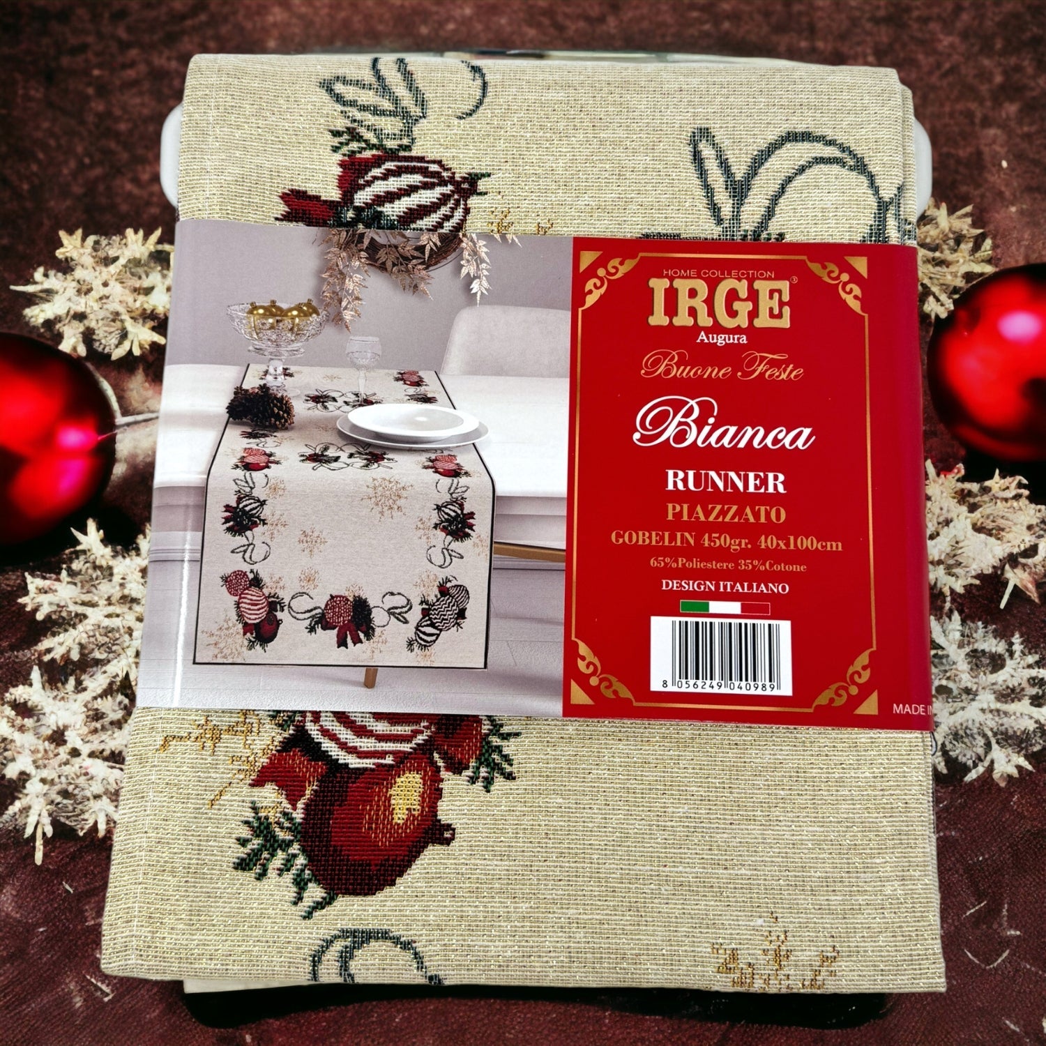 Irge Natale  -runner 40x100 Disegmo Piazzato In Gobelin Di Cotone 4 Fantasie  Art. Irn43