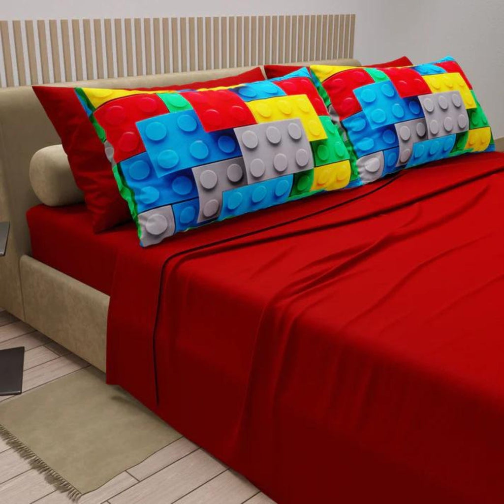 Irge Lego Completo Letto 1 Piazza Stampa Digitale In Cotone Con 2 Federe (1 Stampata 1in Cotone)