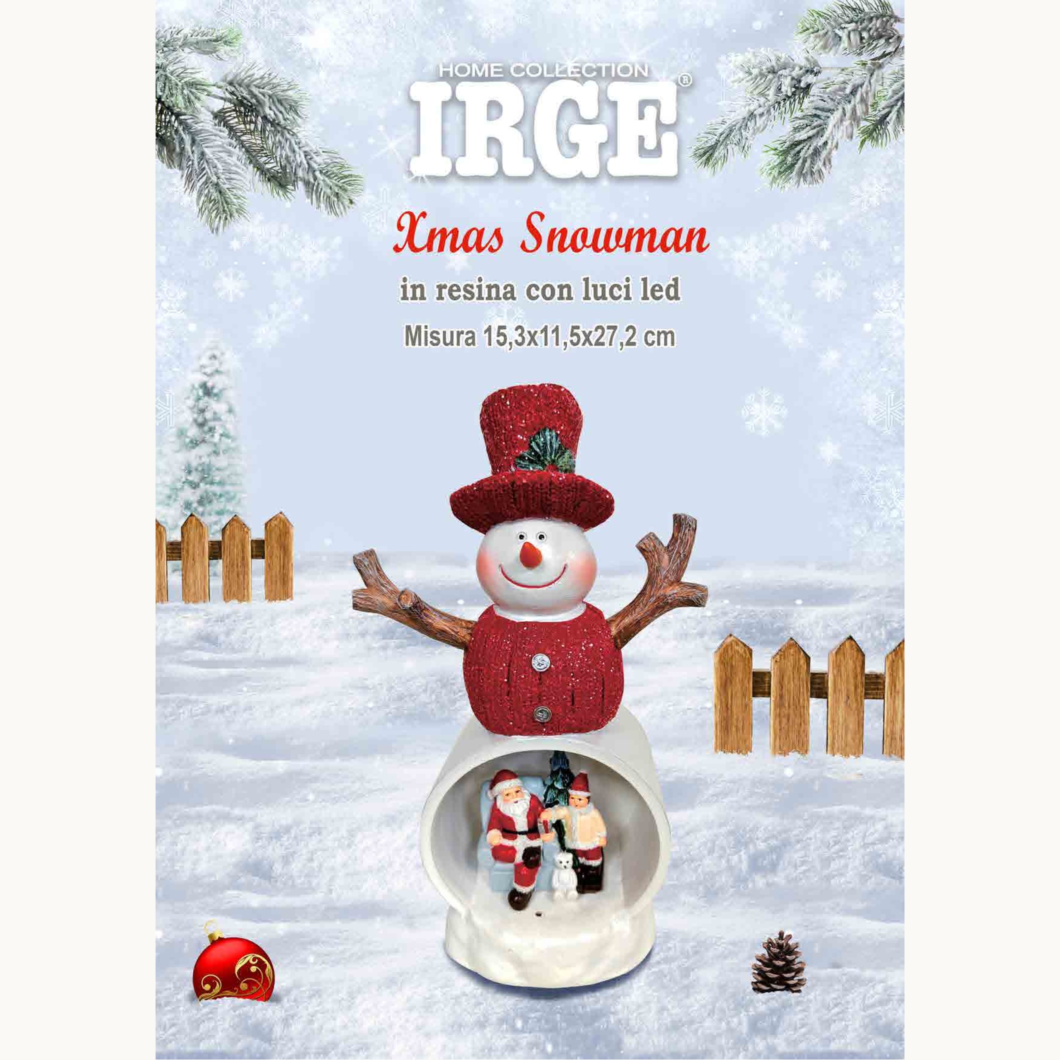 Irge Natale - Xmas Snowman - Pupazzo Di Neve In Resina  Art. Irn91