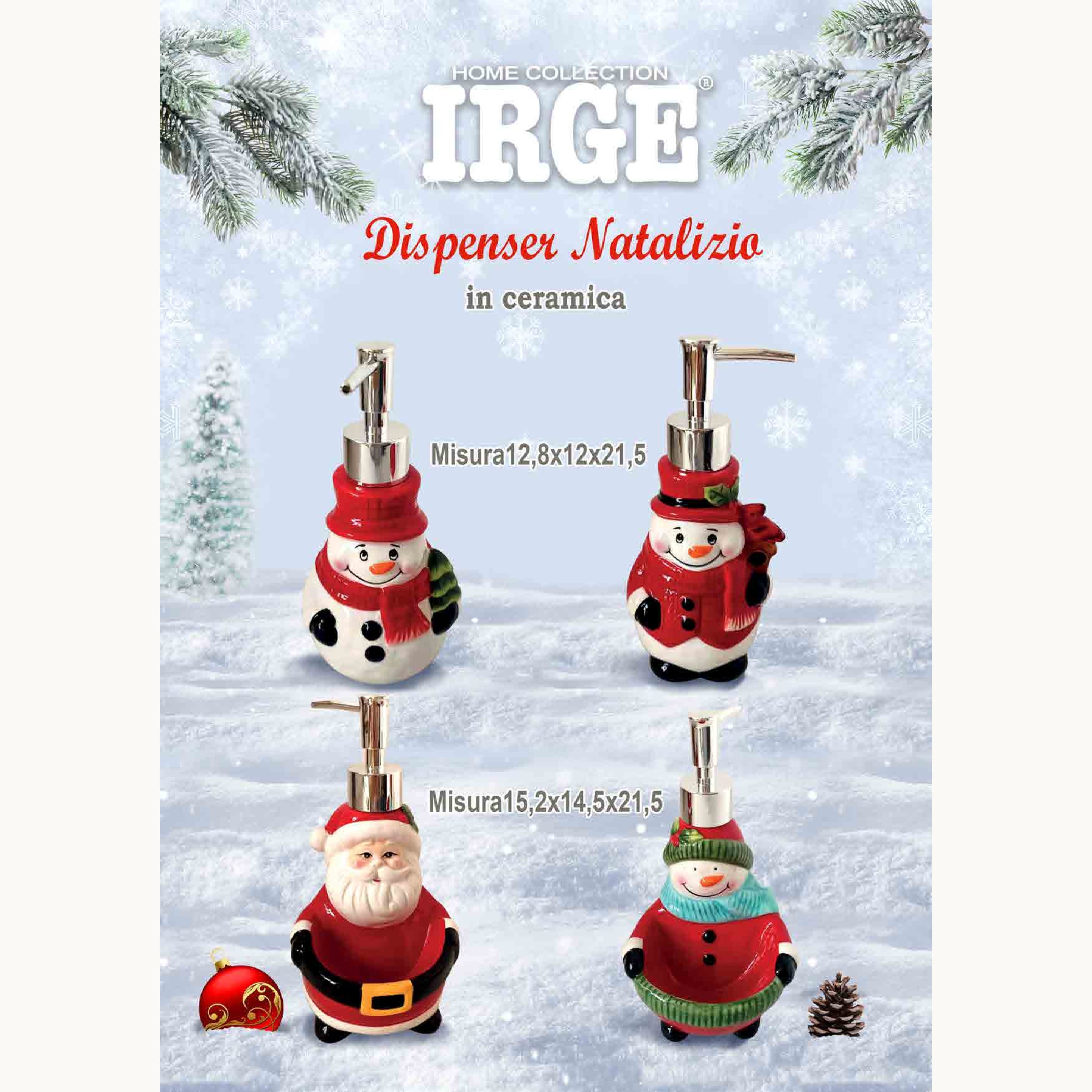 Irge Natale - Dispenser Natalizio Per Sapone In Ceramica  Art. Irn100