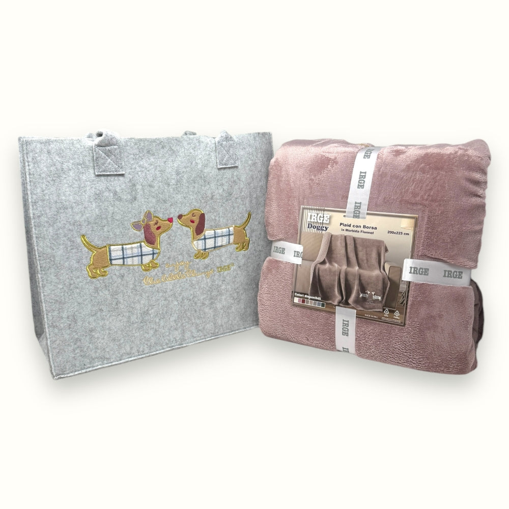 Irge - Plaid 2 Posti (200x225) In Soffice Flannel Ricamato Abbinabile Con La Pigiameria Serie Family  Art. Doggy