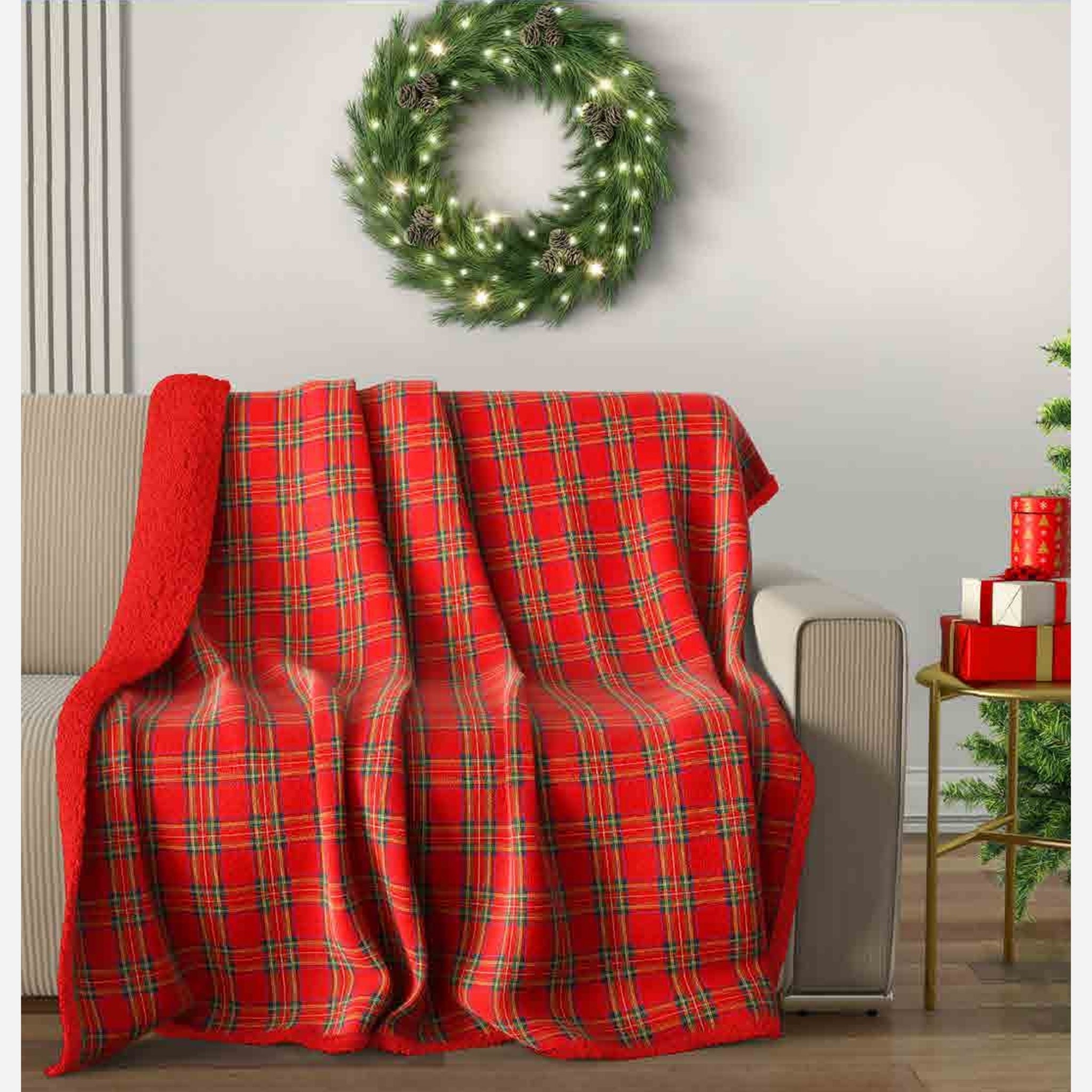 Irge Natale - Shinny Plaid 1 Posto E 1 Posto E Mezzo Scozzese Natalizio In Morbida Flannel Art. Irn62-63