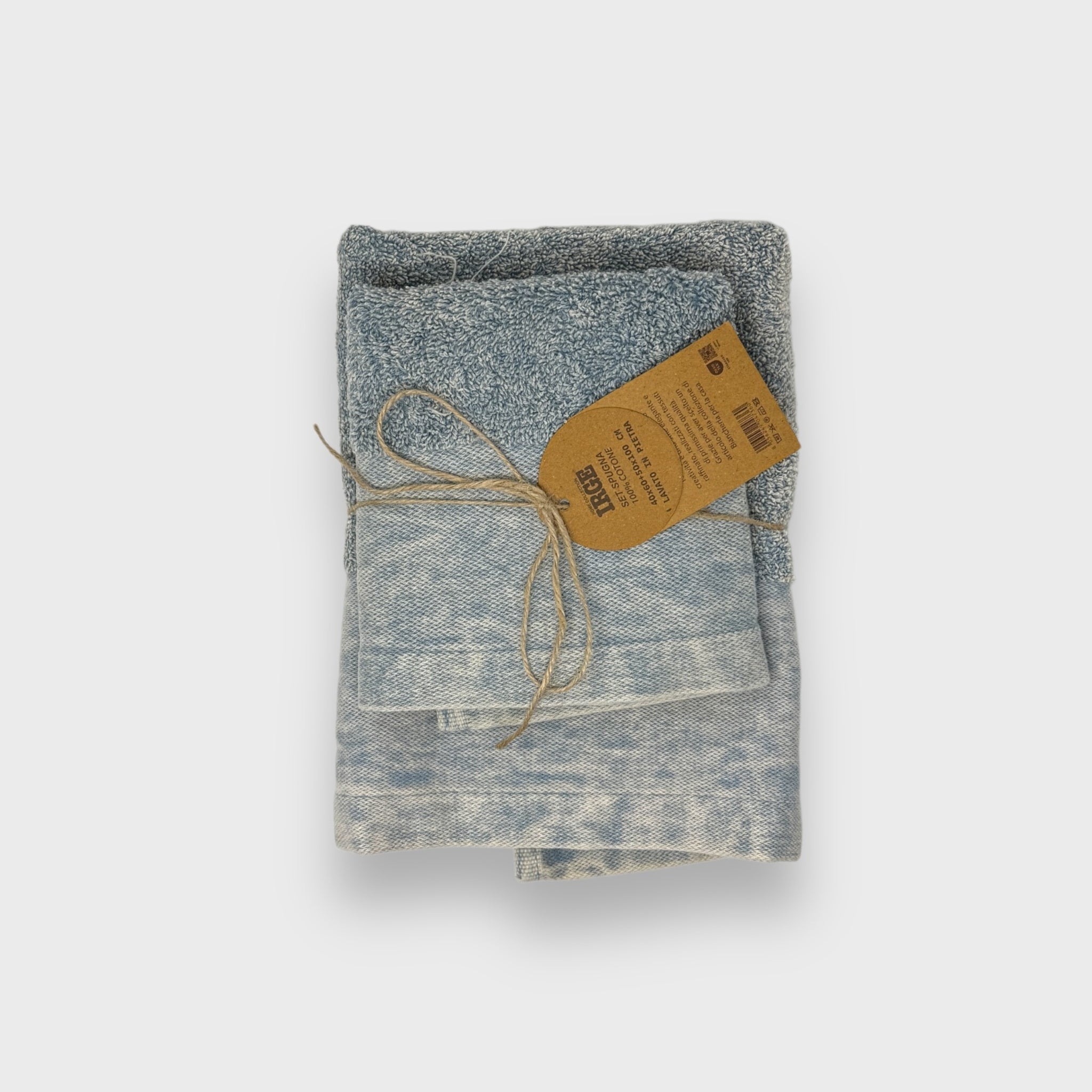 Irge - Set 1+1 Spugna Stone-washed 100% Cotone Effetto Slavato Art. 1+1
