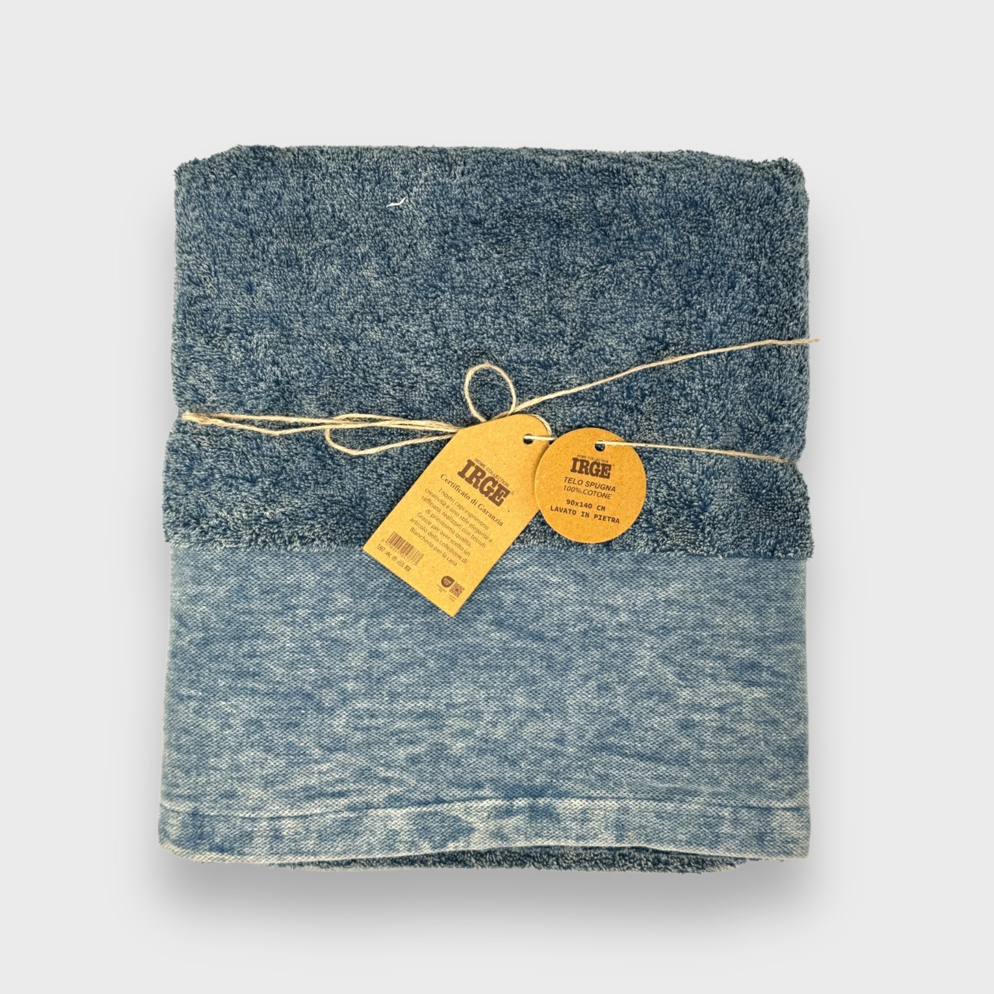 Irge - Telo Bagno Spugna Stone-washed 100% Cotone Effetto Slavato 90x140  Art. Telo Bagno