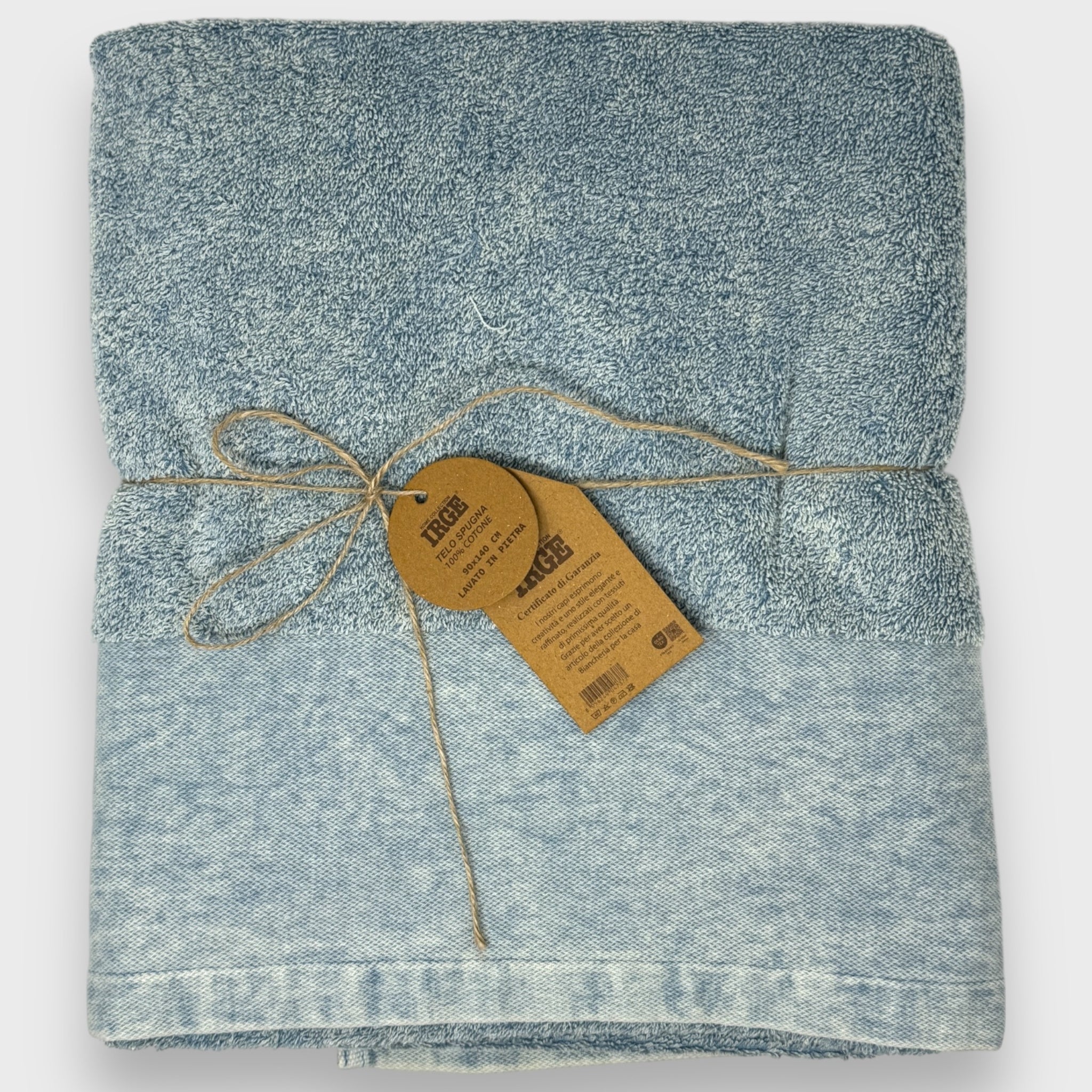 Irge - Telo Bagno Spugna Stone-washed 100% Cotone Effetto Slavato 90x140  Art. Telo Bagno