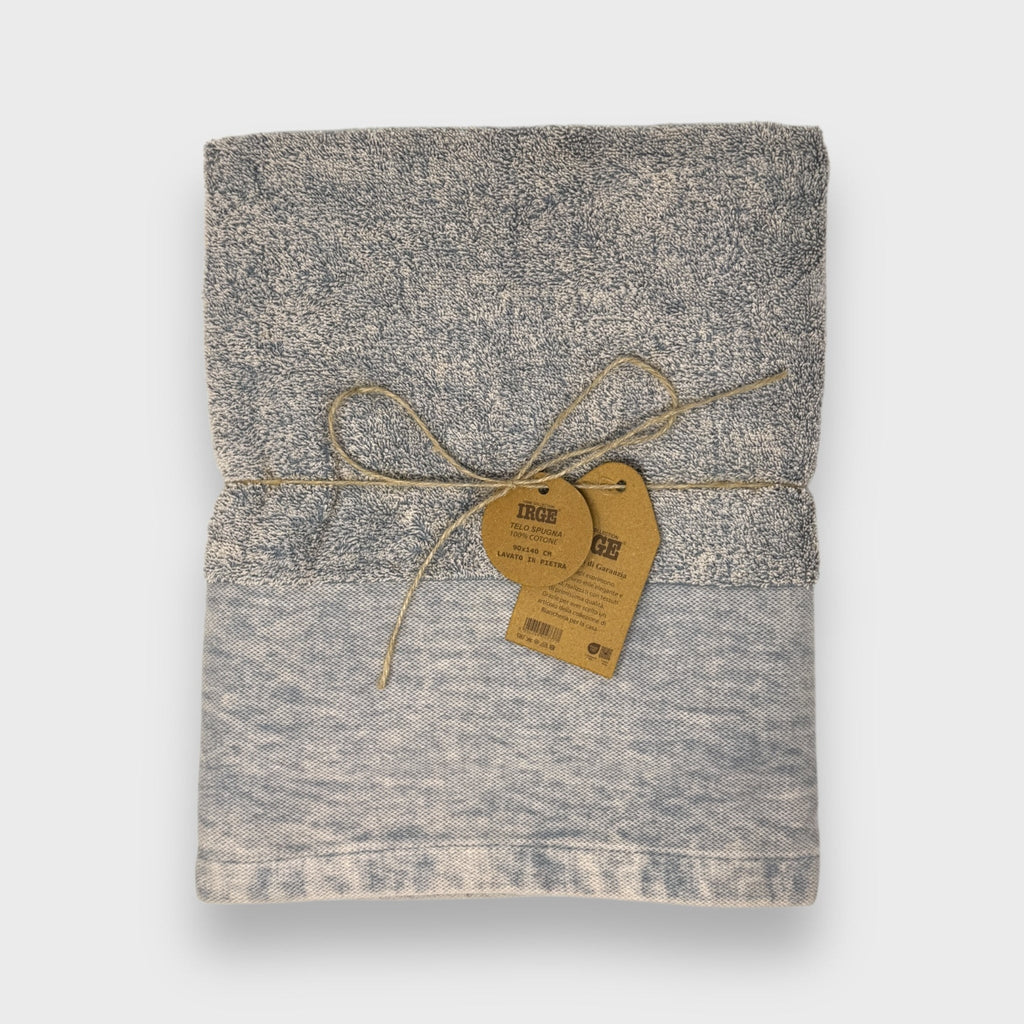 Irge - Telo Bagno Spugna Stone-washed 100% Cotone Effetto Slavato 90x140  Art. Telo Bagno
