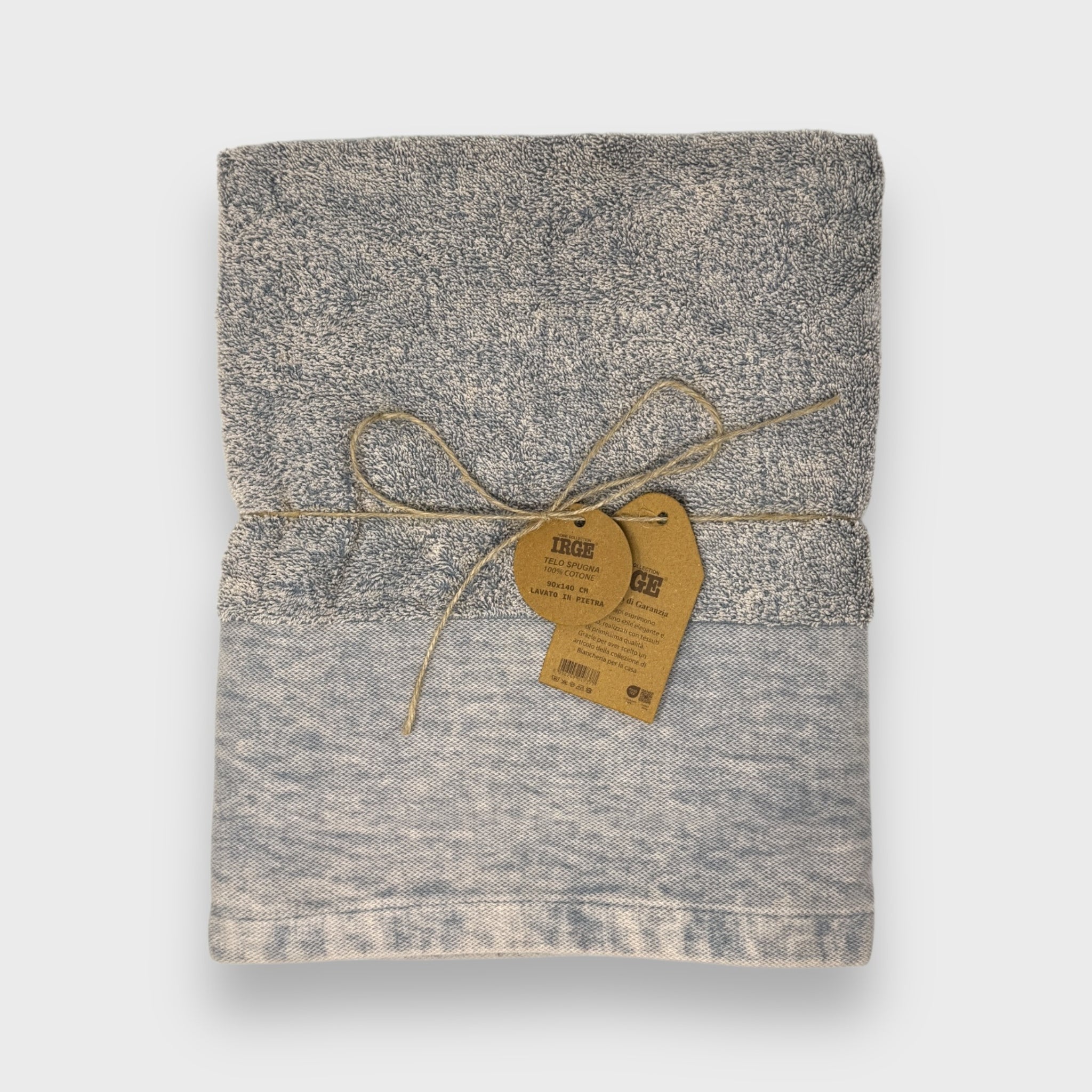 Irge - Telo Bagno Spugna Stone-washed 100% Cotone Effetto Slavato 90x140  Art. Telo Bagno