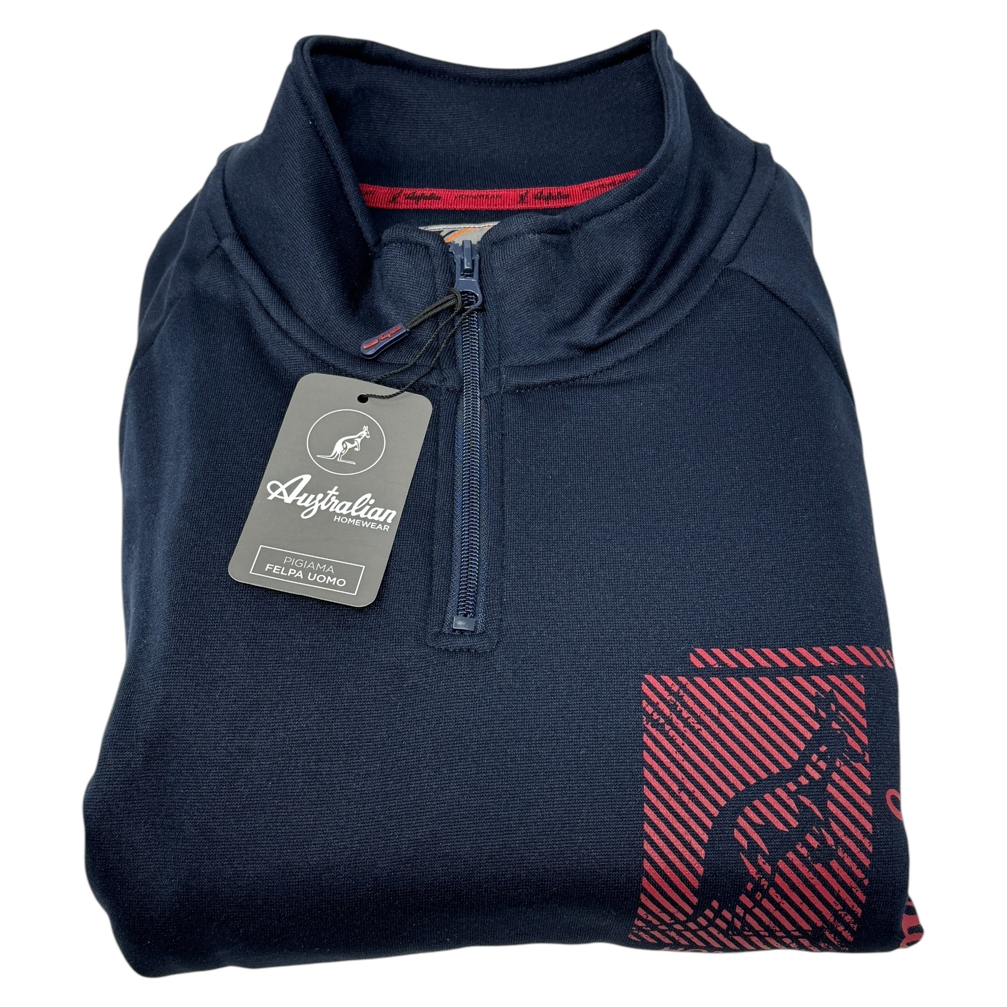Australian - Tuta Uomo In Felpa Mezza Zip Con Tascone E Pantalone Con Polsino Art. Auf544