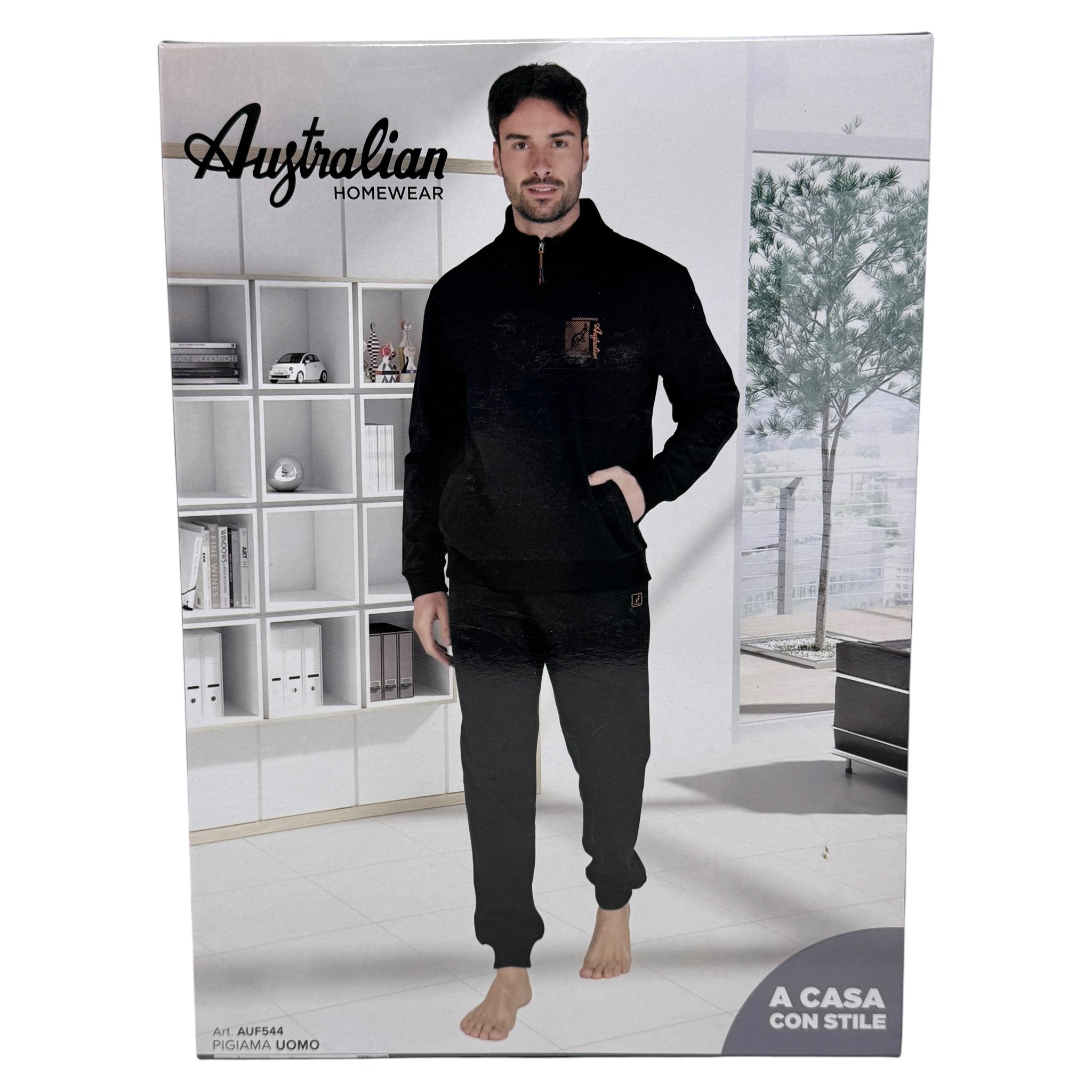 Australian - Tuta Uomo In Felpa Mezza Zip Con Tascone E Pantalone Con Polsino Art. Auf544