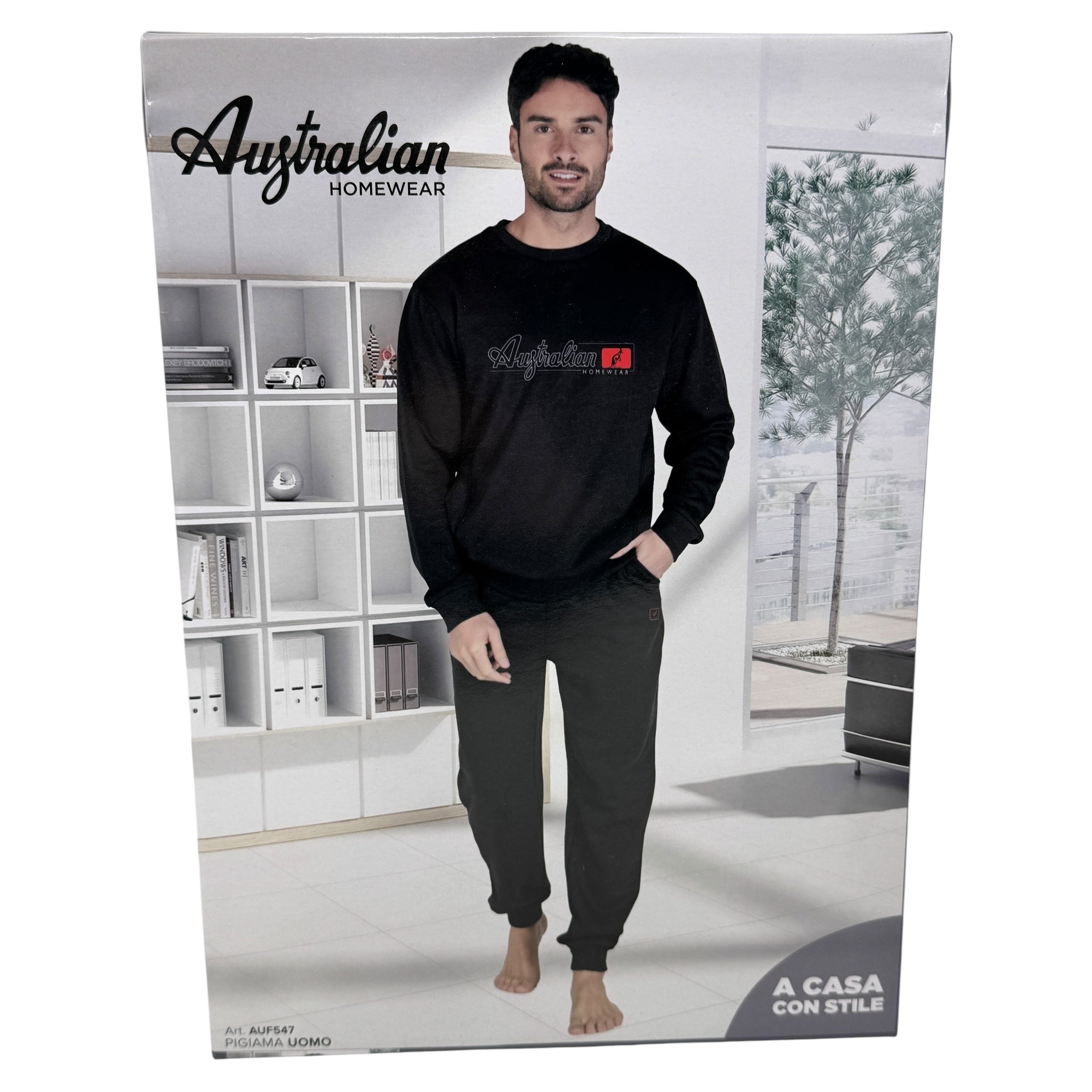 Australian - Tuta Uomo In Felpa Giro Collo Pantalone Con Elastico Confort Ed Anti Slip Art. Auf547