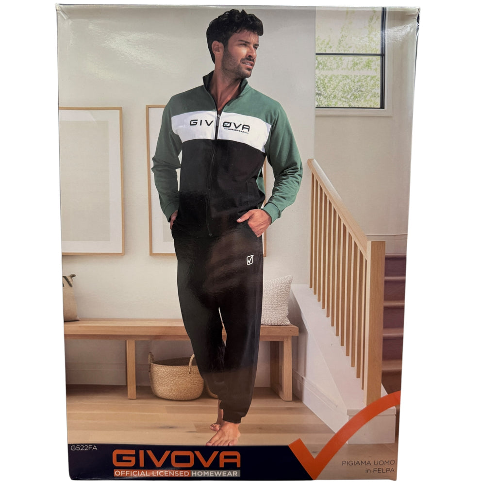 Givova - Tuta Uomo Homewear - Pigiama Uomo In Felpa Full Zip Pantalone Con Tasche E Polsino Art. G522fa