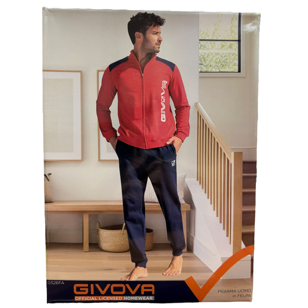 Givova - Tuta Uomo Homewear - Pigiama Uomo In Felpa Full Zip Pantalone Con Tasche E Polsino Art. G526fa