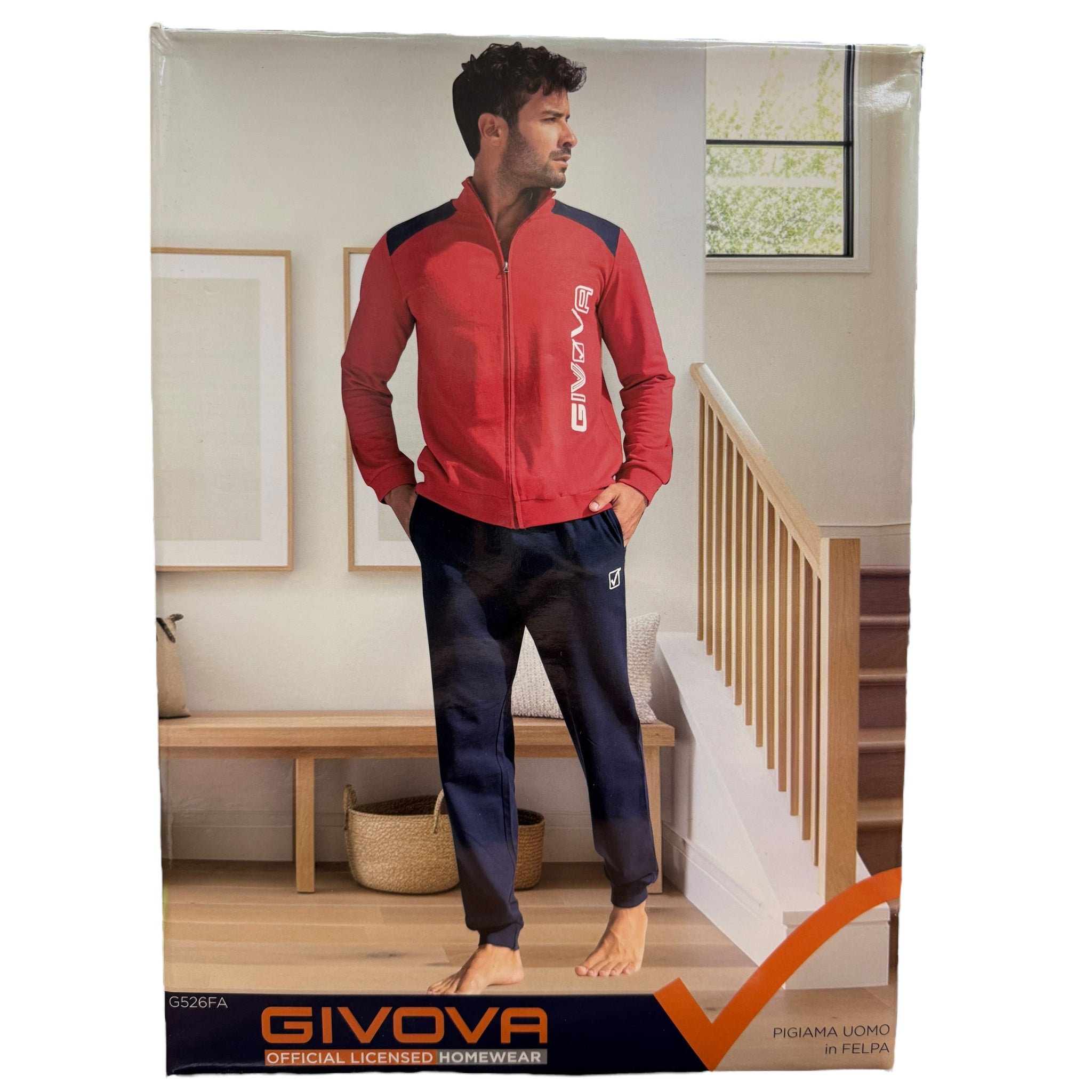 Givova - Tuta Uomo Homewear - Pigiama Uomo In Felpa Full Zip Pantalone Con Tasche E Polsino Art. G526fa