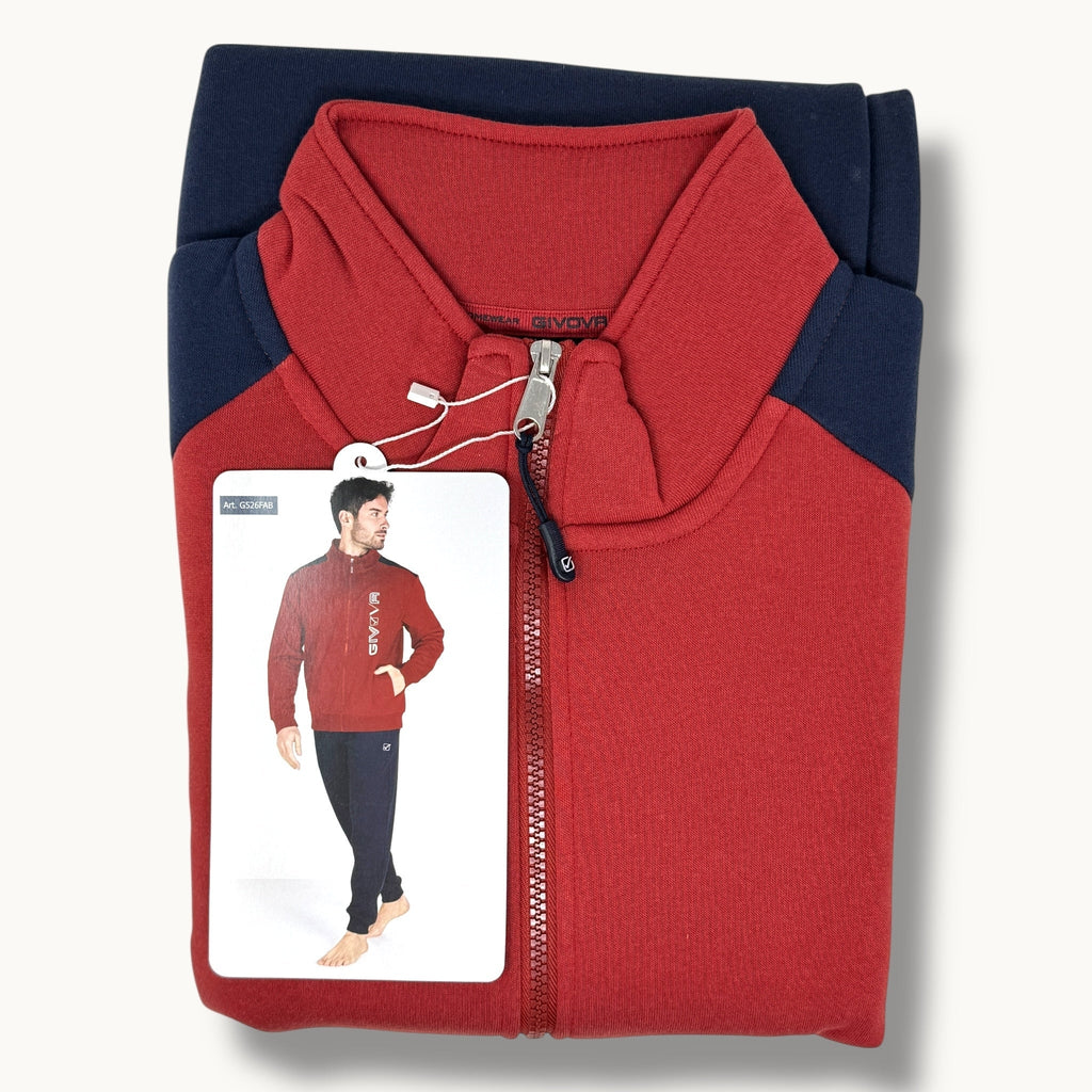 Givova Fitness Uomo Tuta In Felpa Full Zip Bicolore Pantalone Con Tasche Stampata Art. G526fab