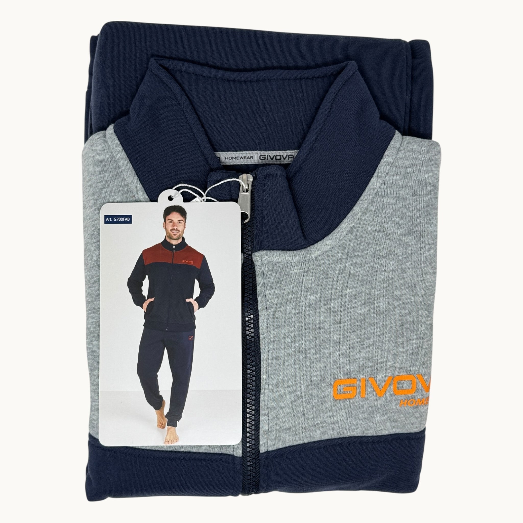 Givova - Tuta Uomo Full Zip In Felpa Di Poliestere - Pantaloni E Felpa Con Tasche E Con Logo Art G700fab