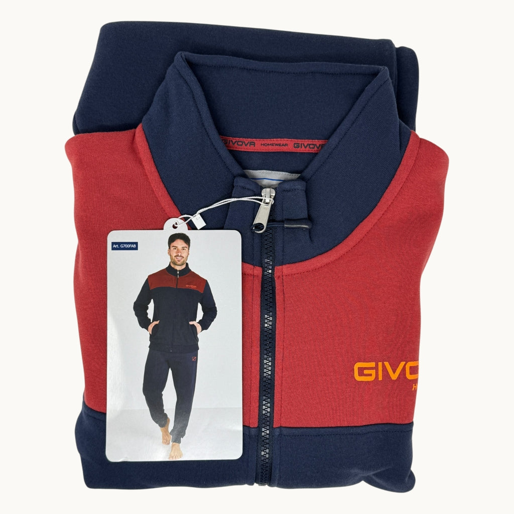 Givova - Tuta Uomo Full Zip In Felpa Di Poliestere - Pantaloni E Felpa Con Tasche E Con Logo Art G700fab