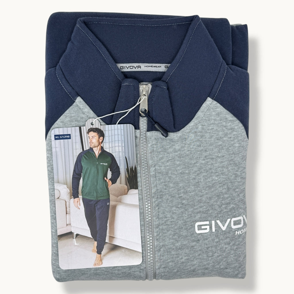 Givova Fitness Uomo Tuta In Felpa Full Zip Bicolore  Pantalone Con Tasche E Coulisse  Art. G712fab