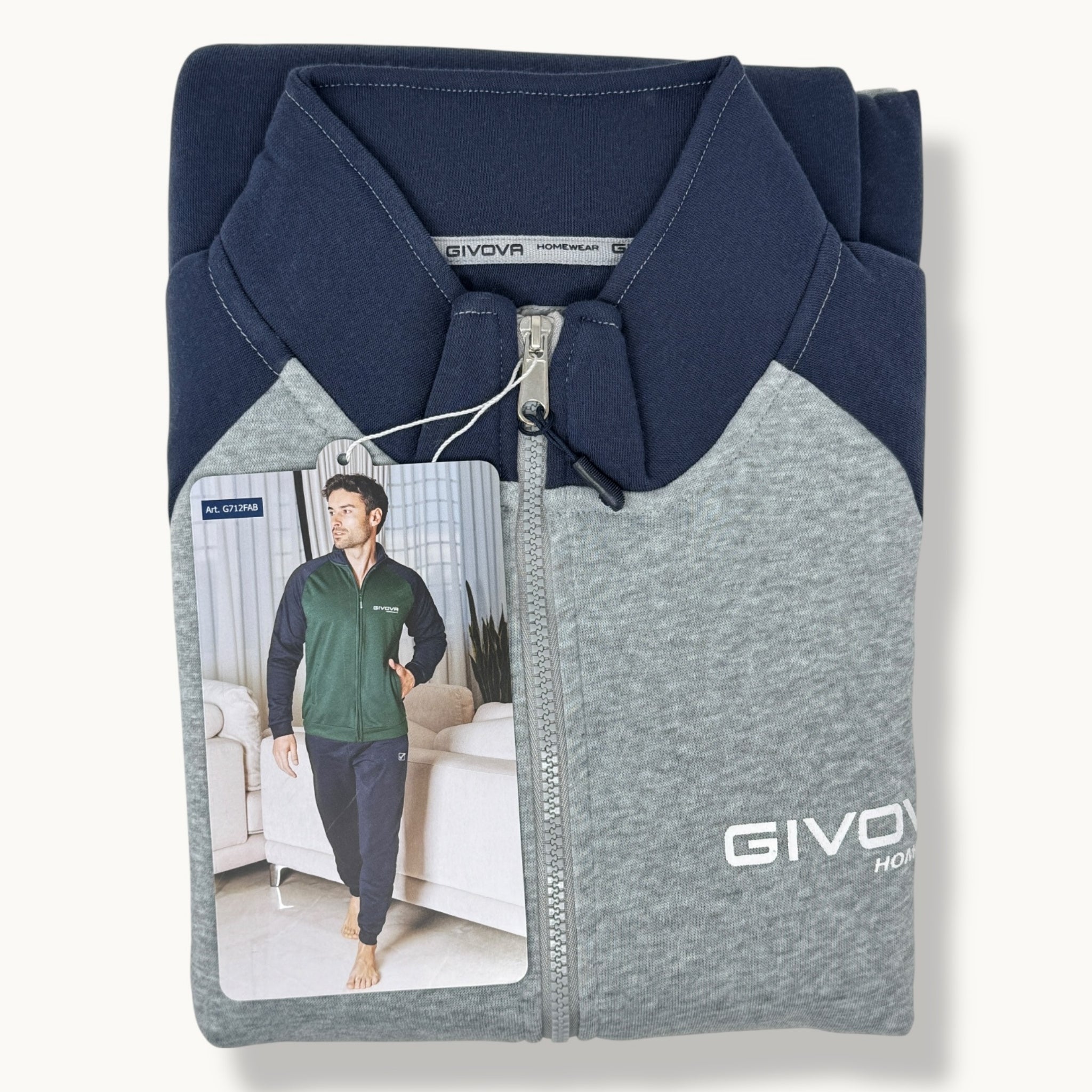 Givova Fitness Uomo Tuta In Felpa Full Zip Bicolore  Pantalone Con Tasche E Coulisse  Art. G712fab