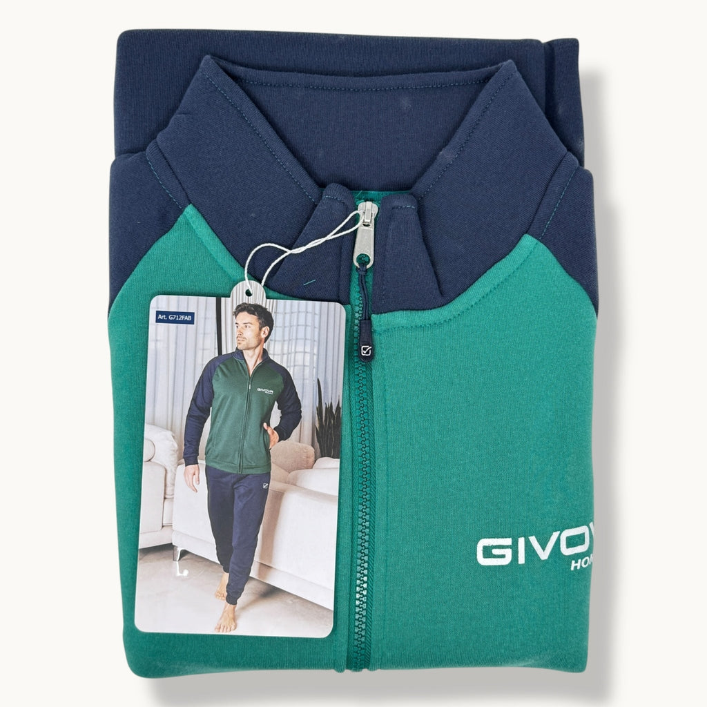 Givova Fitness Uomo Tuta In Felpa Full Zip Bicolore  Pantalone Con Tasche E Coulisse  Art. G712fab