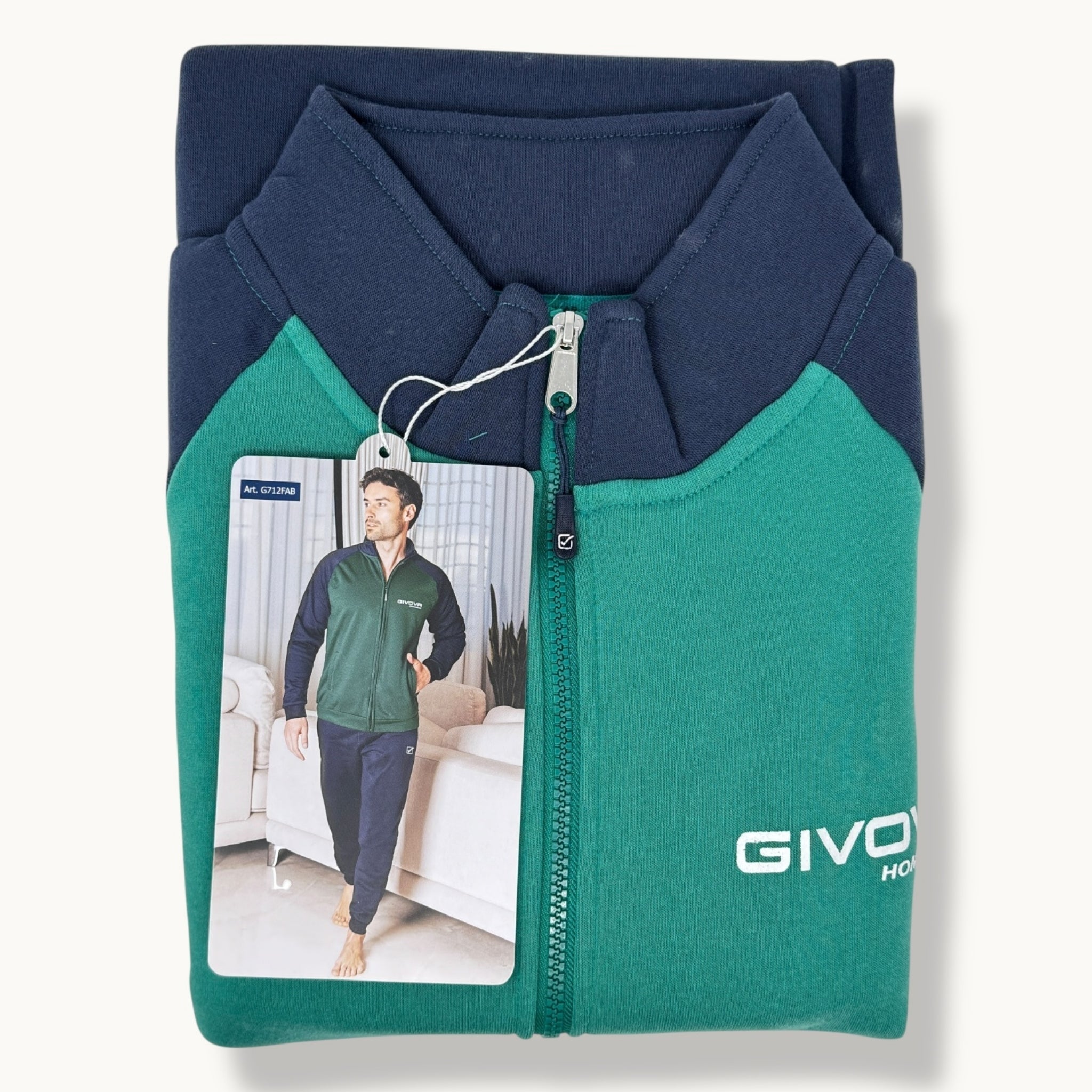 Givova Fitness Uomo Tuta In Felpa Full Zip Bicolore  Pantalone Con Tasche E Coulisse  Art. G712fab