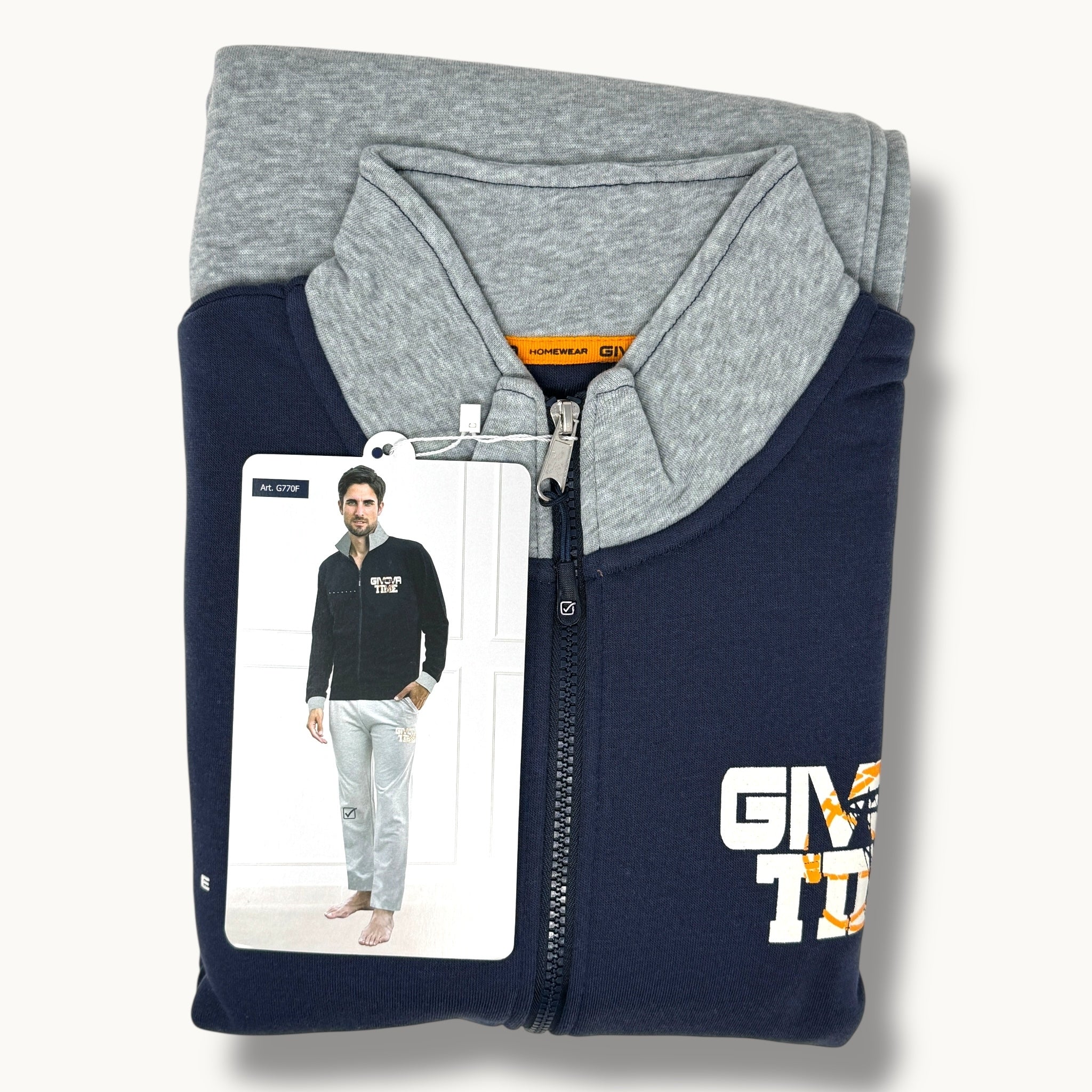 Givova Fitness Uomo Tuta In Felpa Full Zip Bicolore Pantalone Con Tasche Stampata Art. G770f