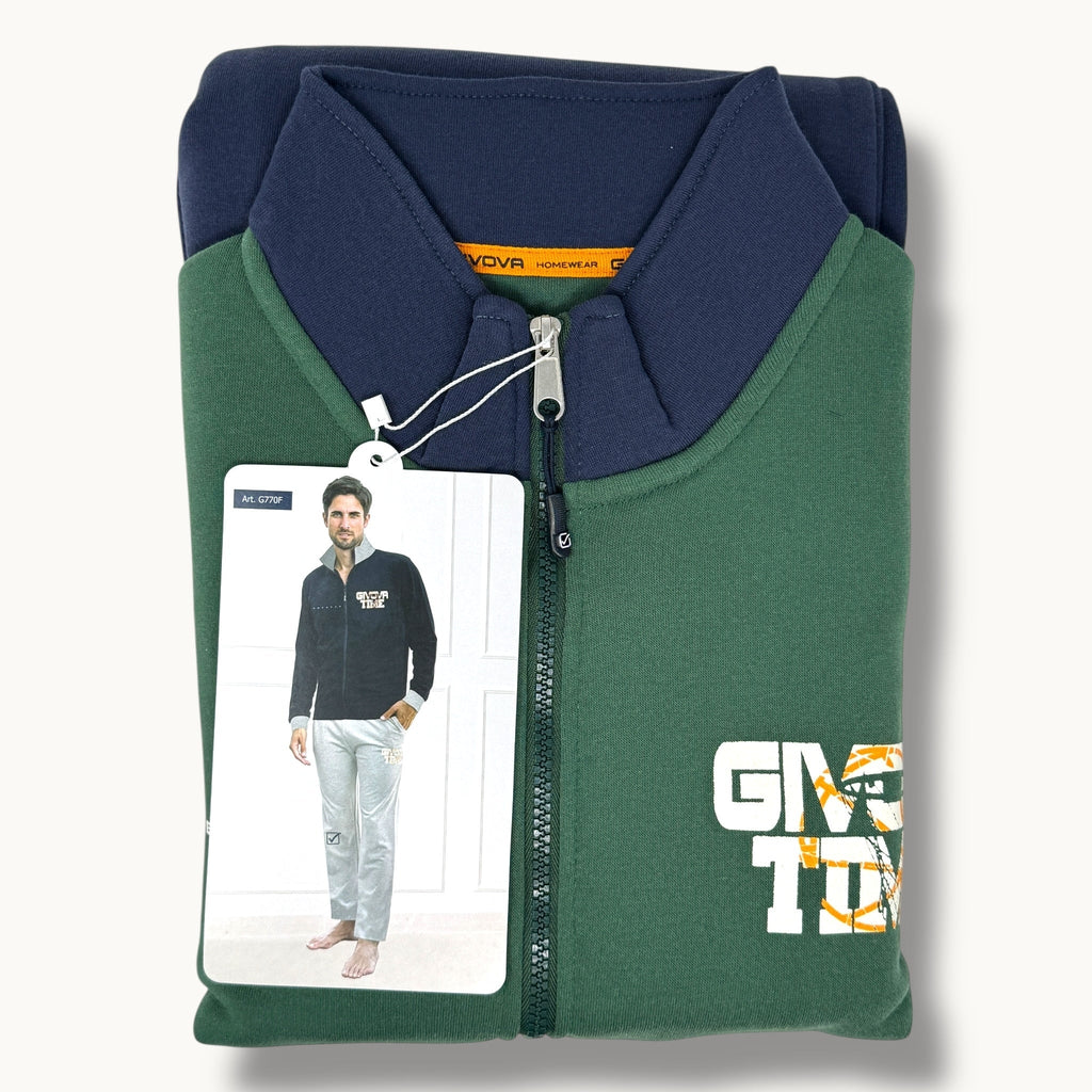 Givova Fitness Uomo Tuta In Felpa Full Zip Bicolore Pantalone Con Tasche Stampata Art. G770f
