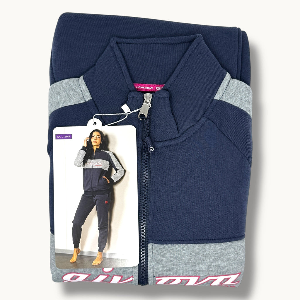 Givova Fitness Donna Tuta In Felpa Full Zip Pantalone Con Tasche E Coulisse Art. G15fab